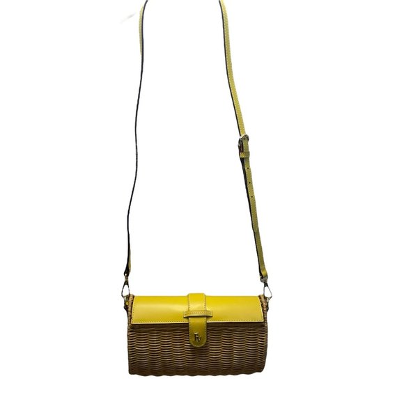 Frances Valentine Yellow Woven Basket Crossbody - Picture 3 of 8